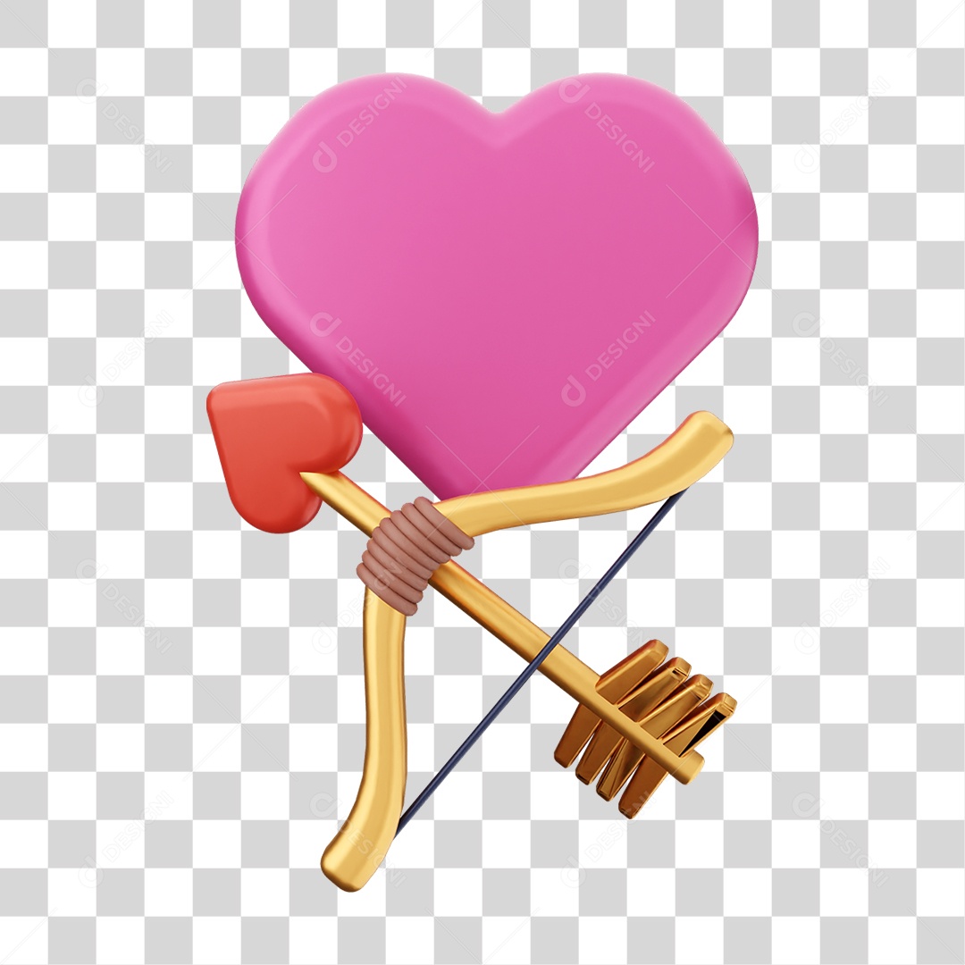 Elemento 3D Coração Ícone Dia dos Namorados PNG Transparente