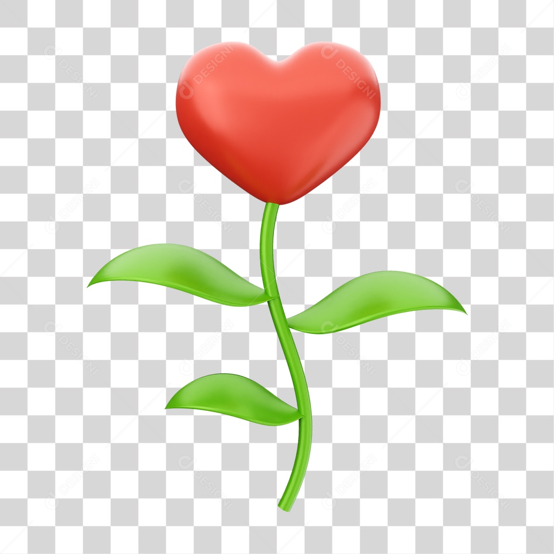 Elemento 3D Coração Ícone Dia dos Namorados PNG Transparente