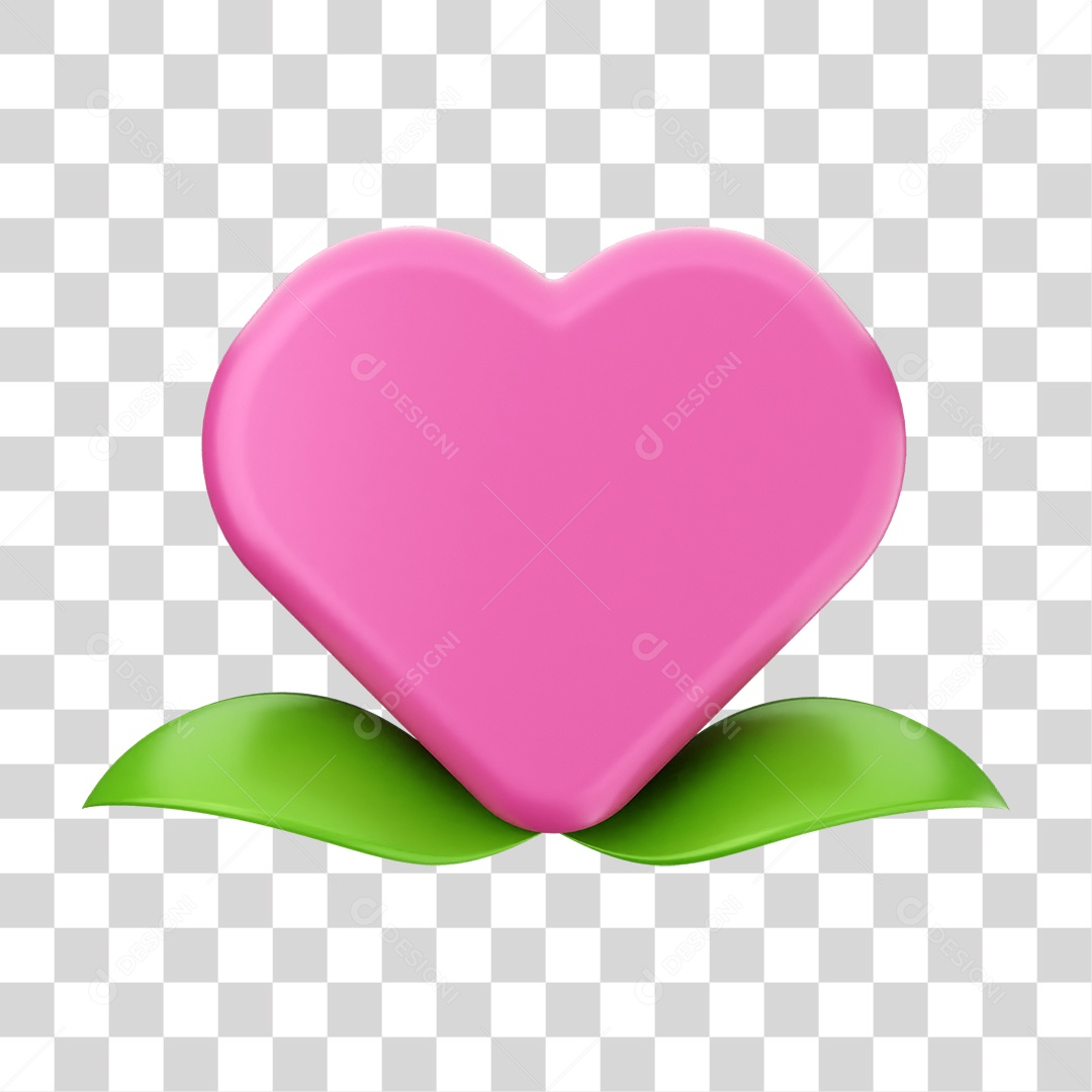 Elemento 3D Coração Ícone Dia dos Namorados PNG Transparente