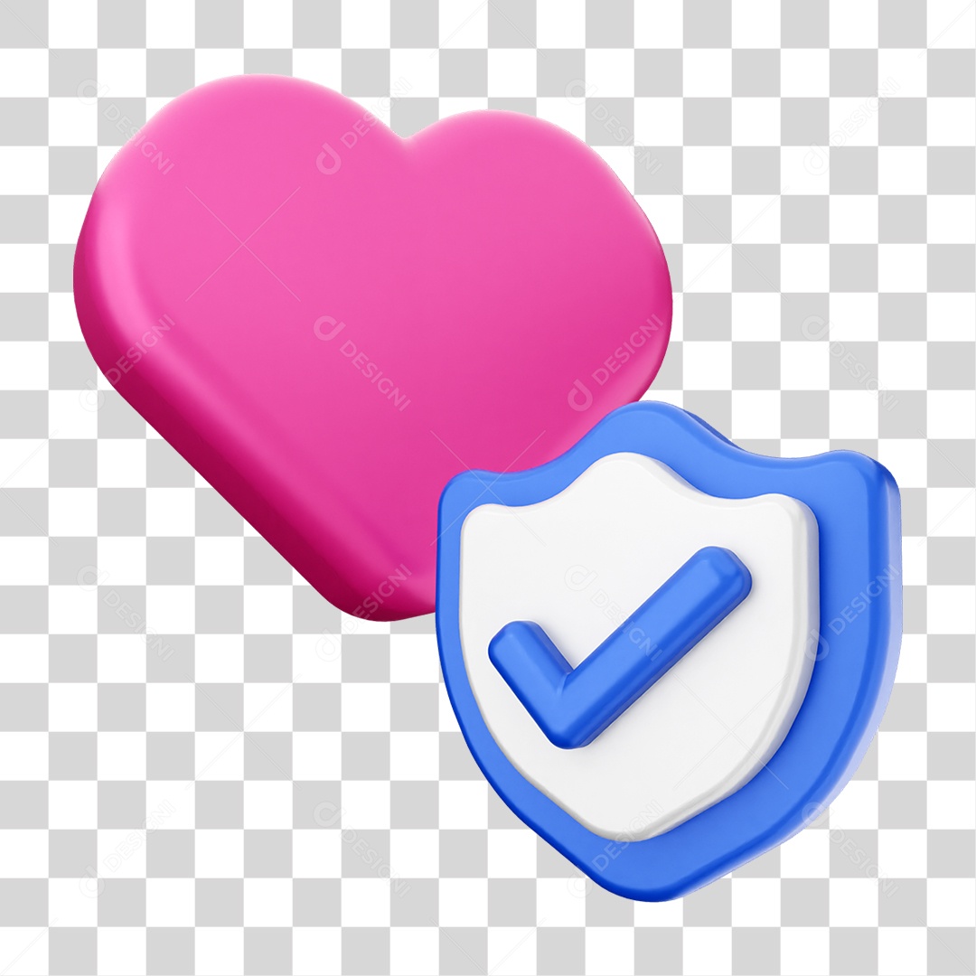 Elemento 3D Coração Ícone Dia dos Namorados PNG Transparente