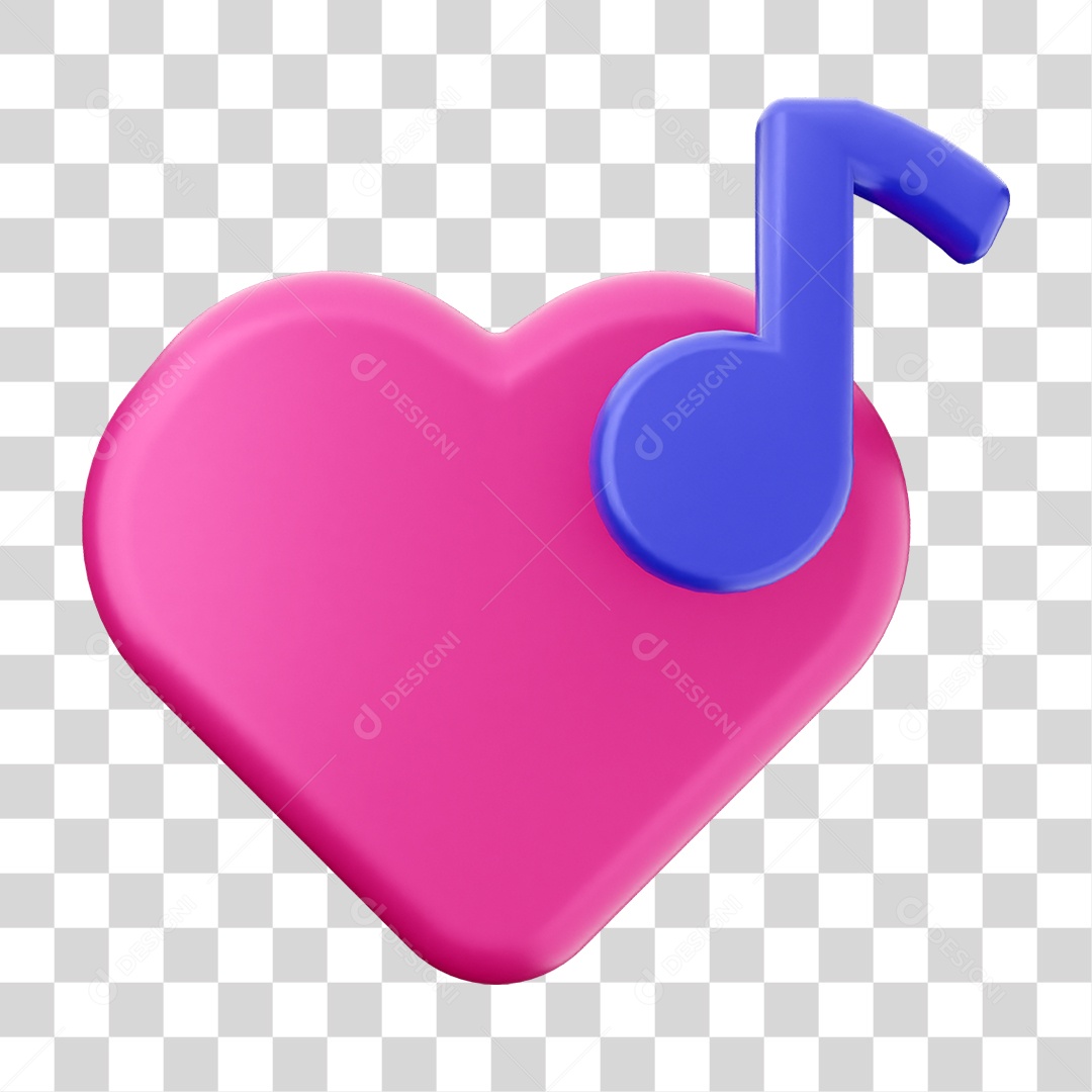 Elemento 3D Coração Ícone Dia dos Namorados PNG Transparente