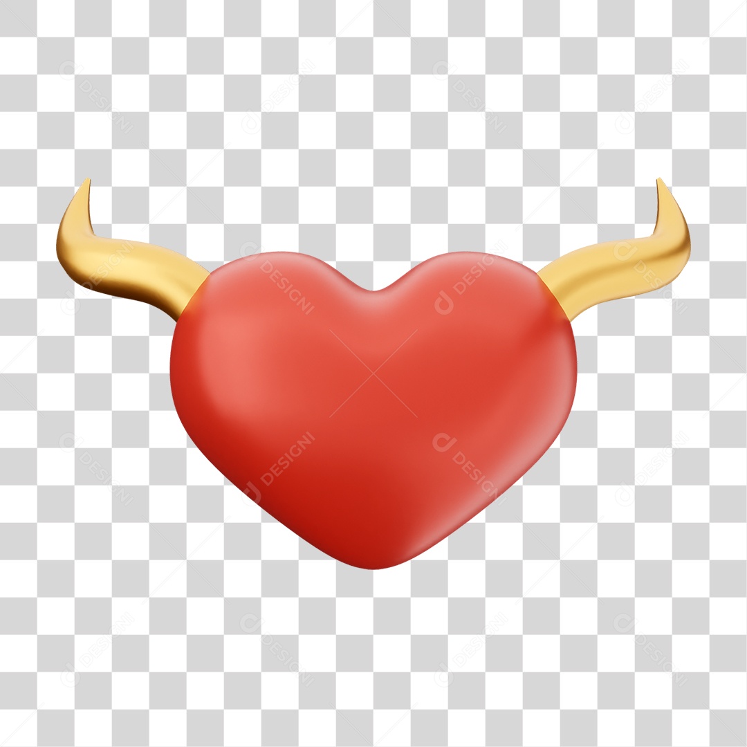 Elemento 3D Coração Ícone Dia dos Namorados PNG Transparente