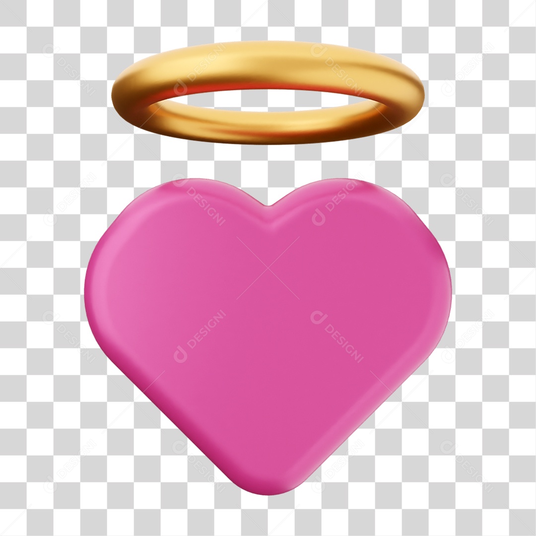 Elemento 3D Coração Ícone Dia dos Namorados PNG Transparente