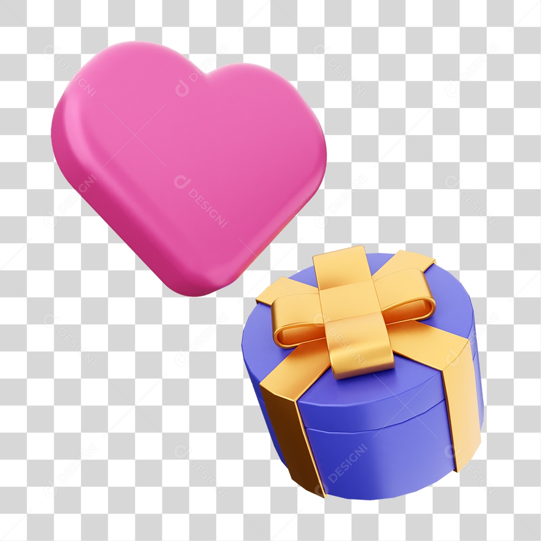 Elemento 3D Coração Ícone Dia dos Namorados PNG Transparente