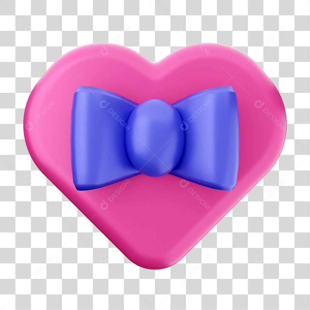 Elemento 3D Coração Ícone Dia dos Namorados PNG Transparente