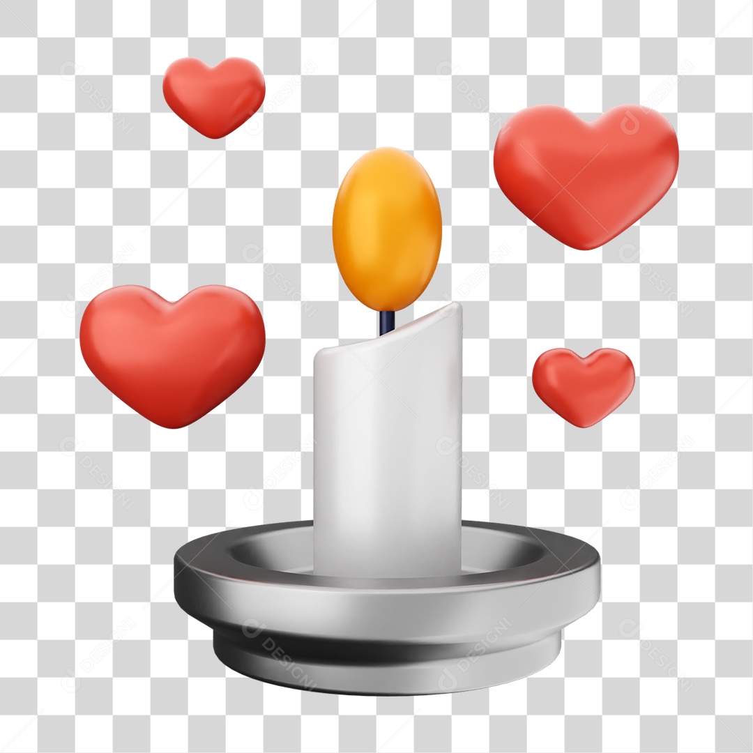 Elemento 3D Coração Ícone Dia dos Namorados PNG Transparente