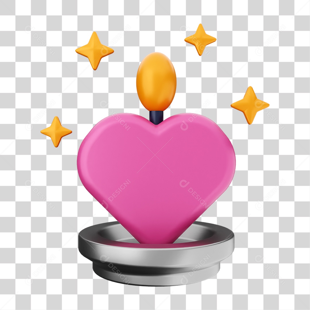 Elemento 3D Coração Ícone Dia dos Namorados PNG Transparente