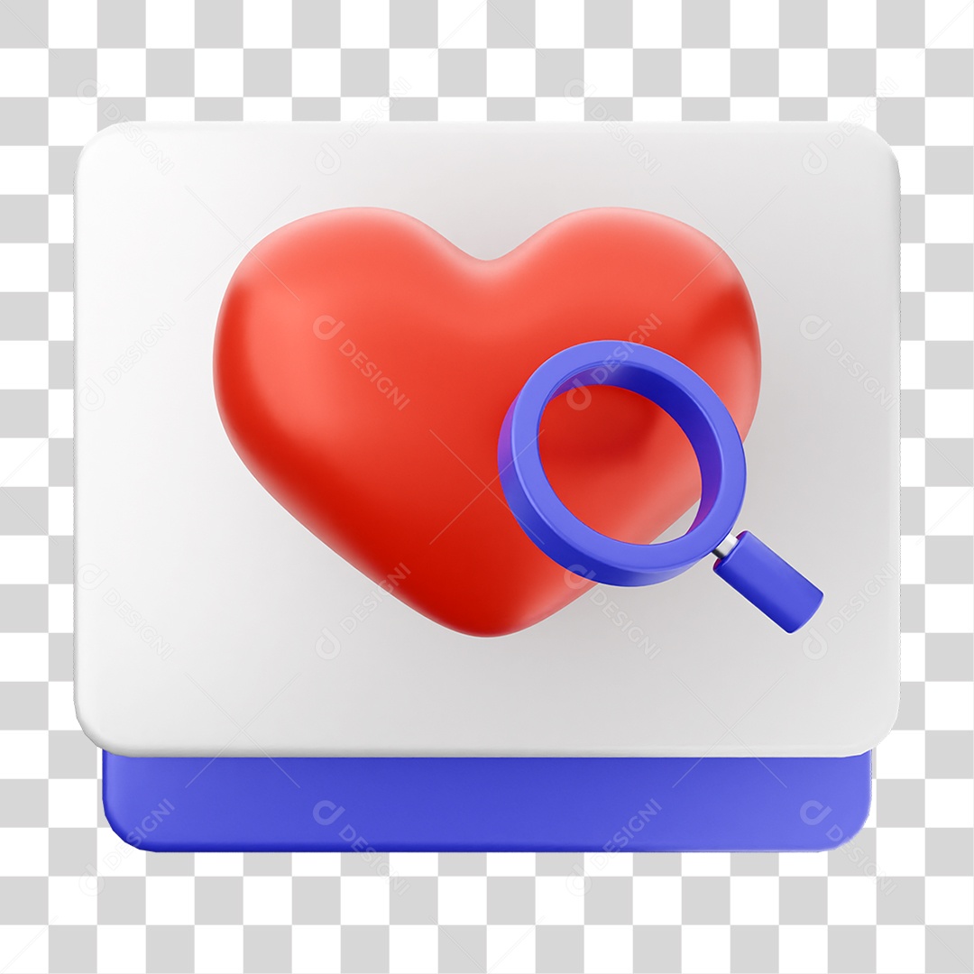 Elemento 3D Coração Ícone PNG Transparente