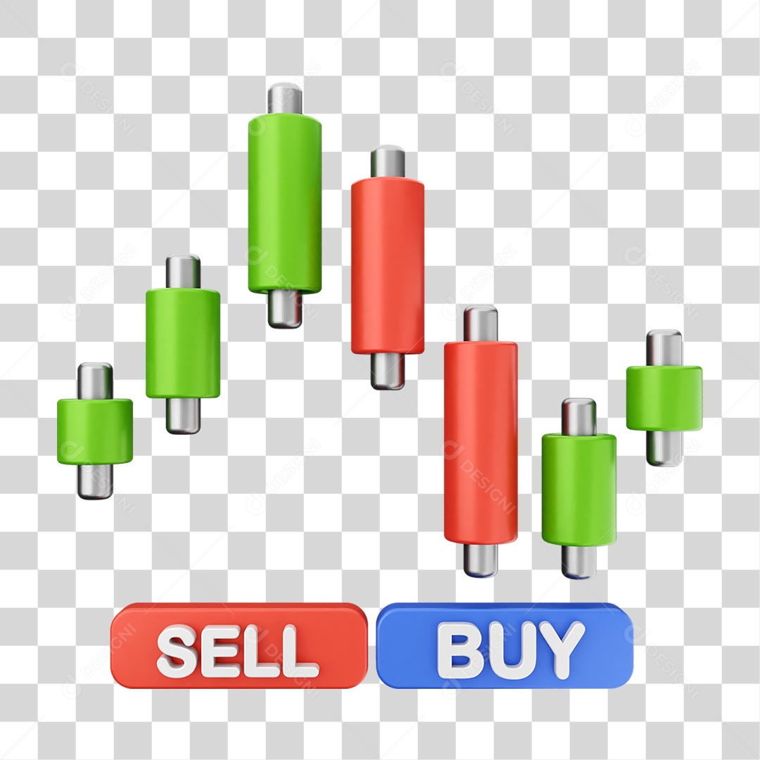 Elemento 3D Símbolos de Negociação Gráficos PNG Transparente