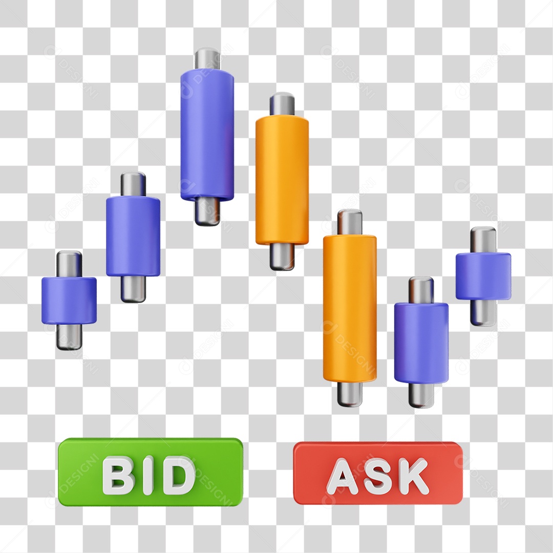 Elemento 3D Símbolos de Negociação Gráficos PNG Transparente