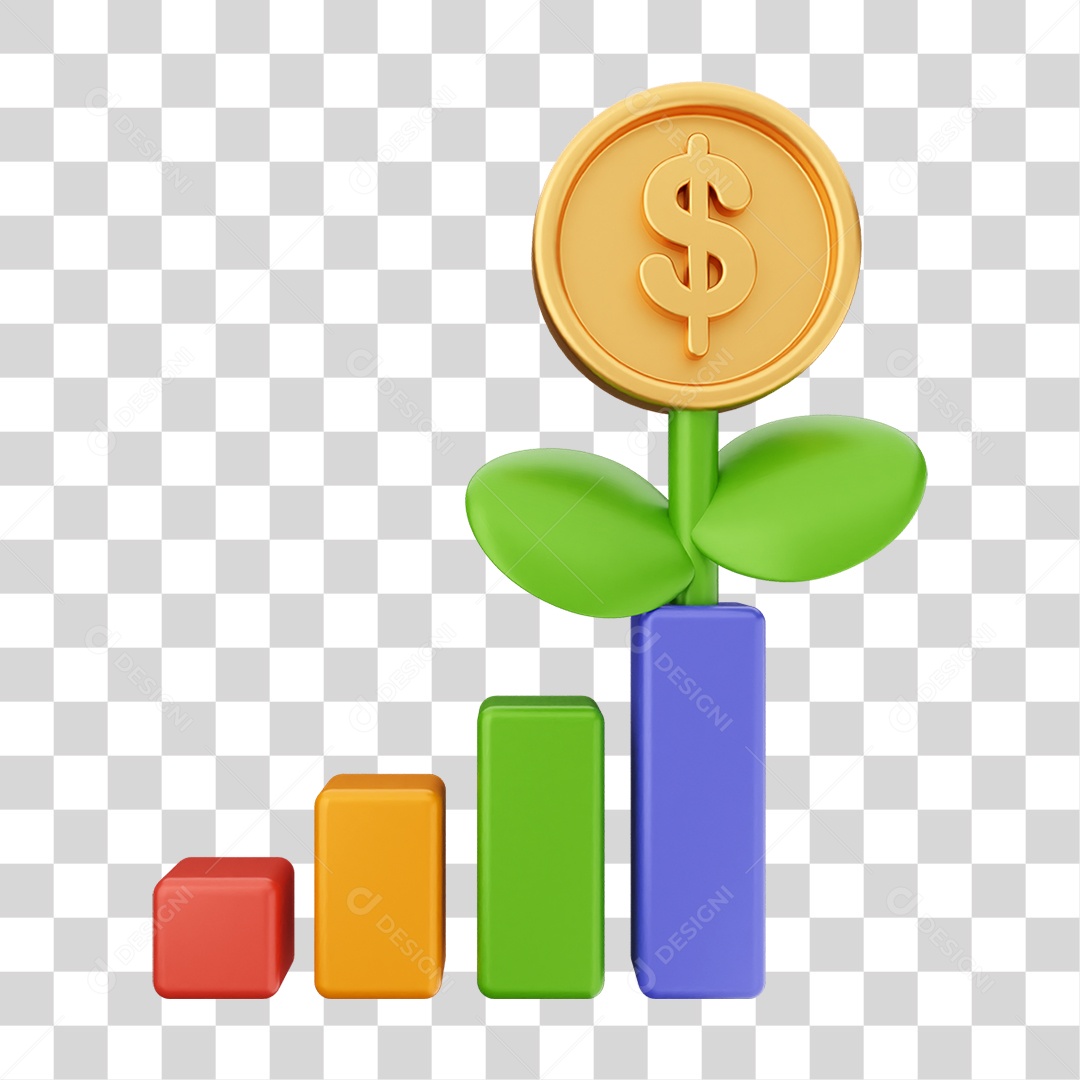 Elemento 3D Símbolos de Negociação Gráficos PNG Transparente