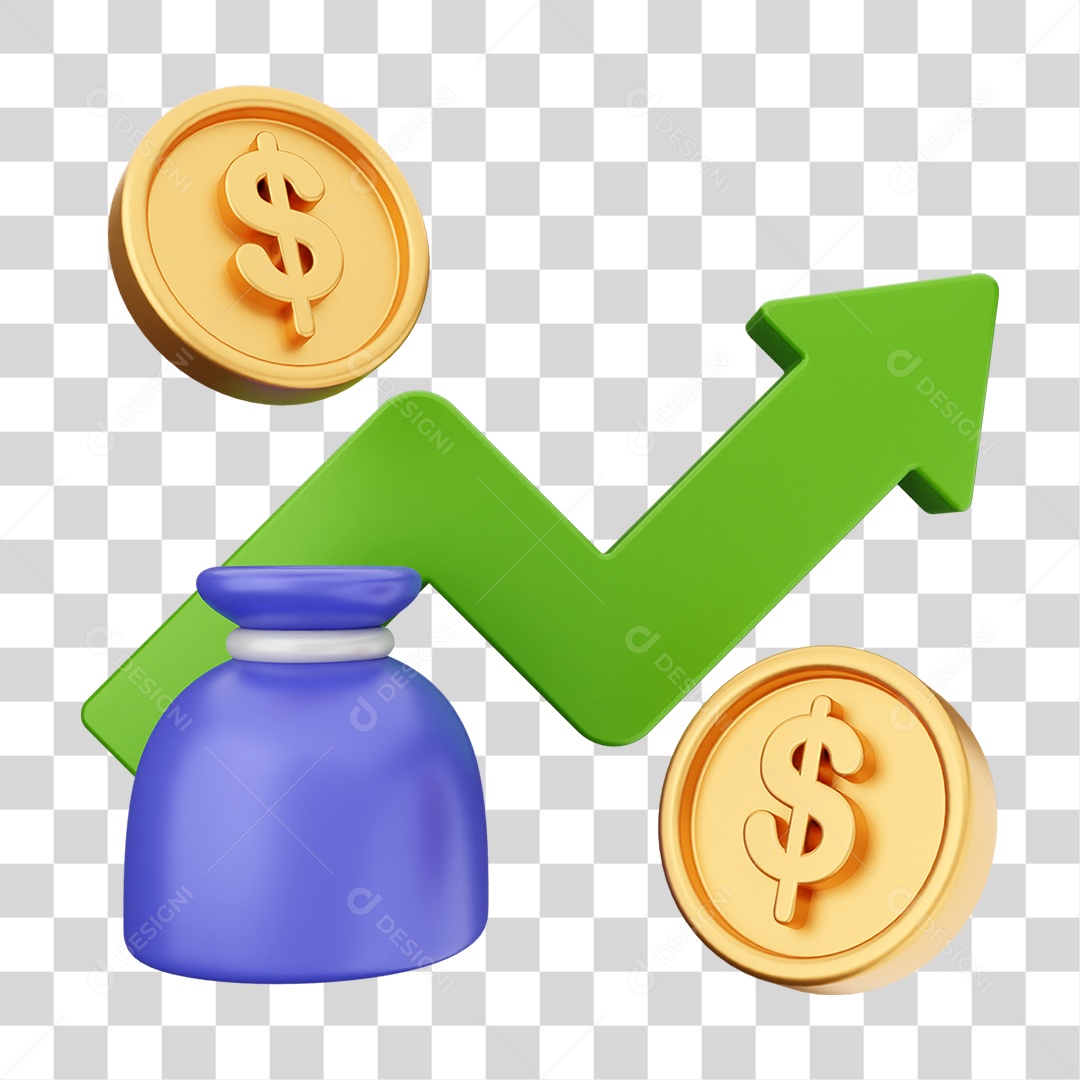 Elemento 3D Símbolos de Negociação Gráficos PNG Transparente