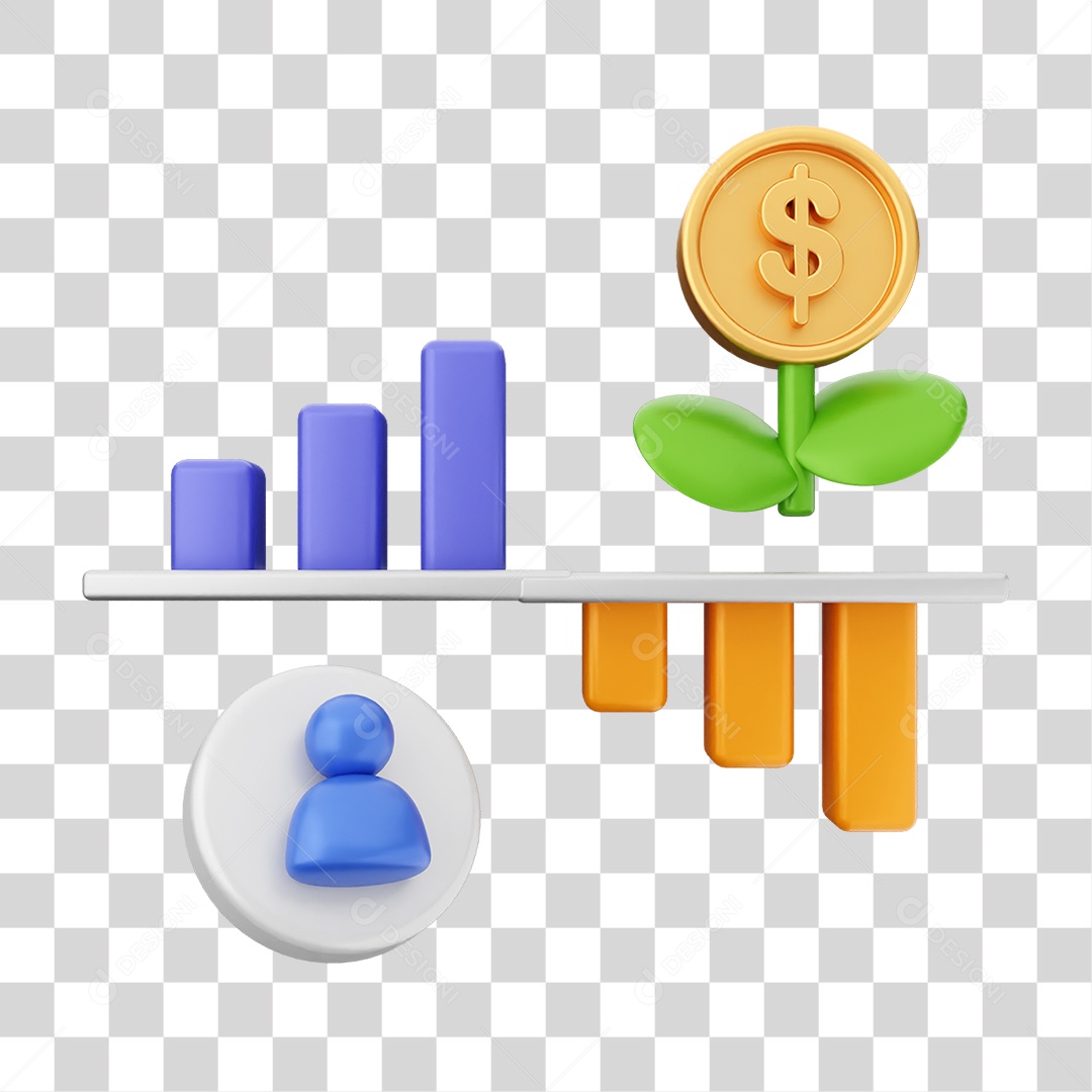 Elemento 3D Símbolos de Negociação Gráficos PNG Transparente