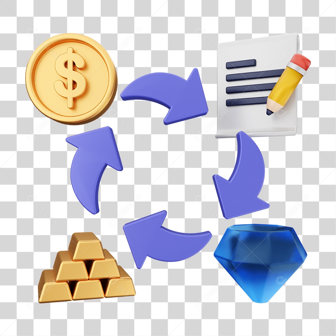 Elemento 3D Símbolos de Negociação Gráficos PNG Transparente