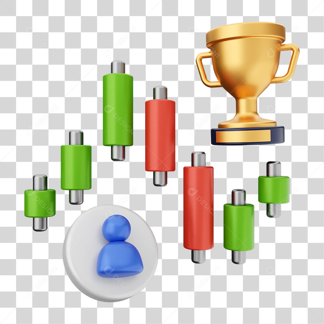 Elemento 3D Símbolos de Negociação Gráficos PNG Transparente