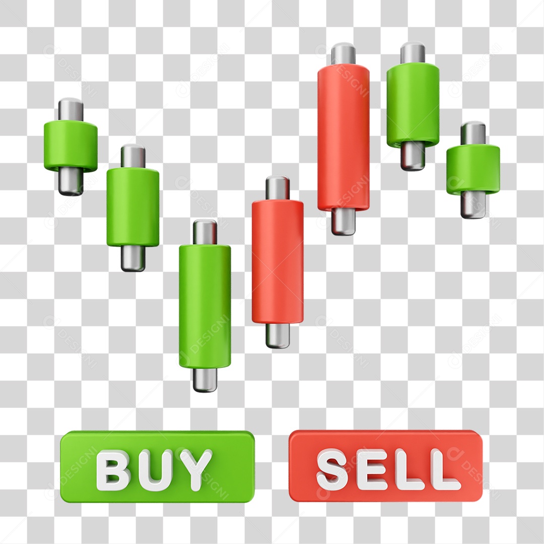 Elemento 3D Símbolos de Negociação Gráficos PNG Transparente