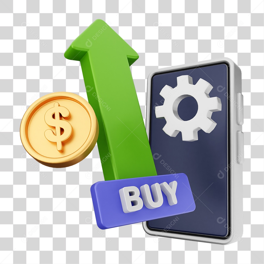 Elemento 3D Símbolos de Negociação Gráficos PNG Transparente