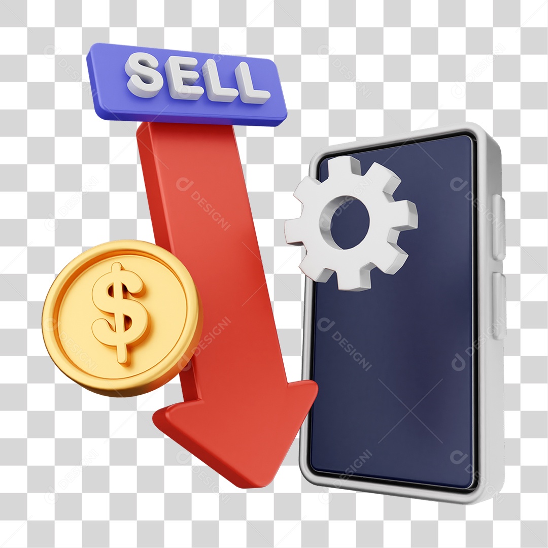 Elemento 3D Símbolos de Negociação Gráficos PNG Transparente