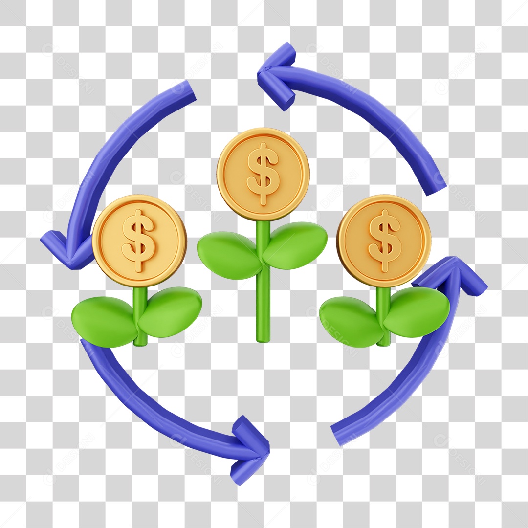 Elemento 3D Símbolos de Negociação Gráficos PNG Transparente