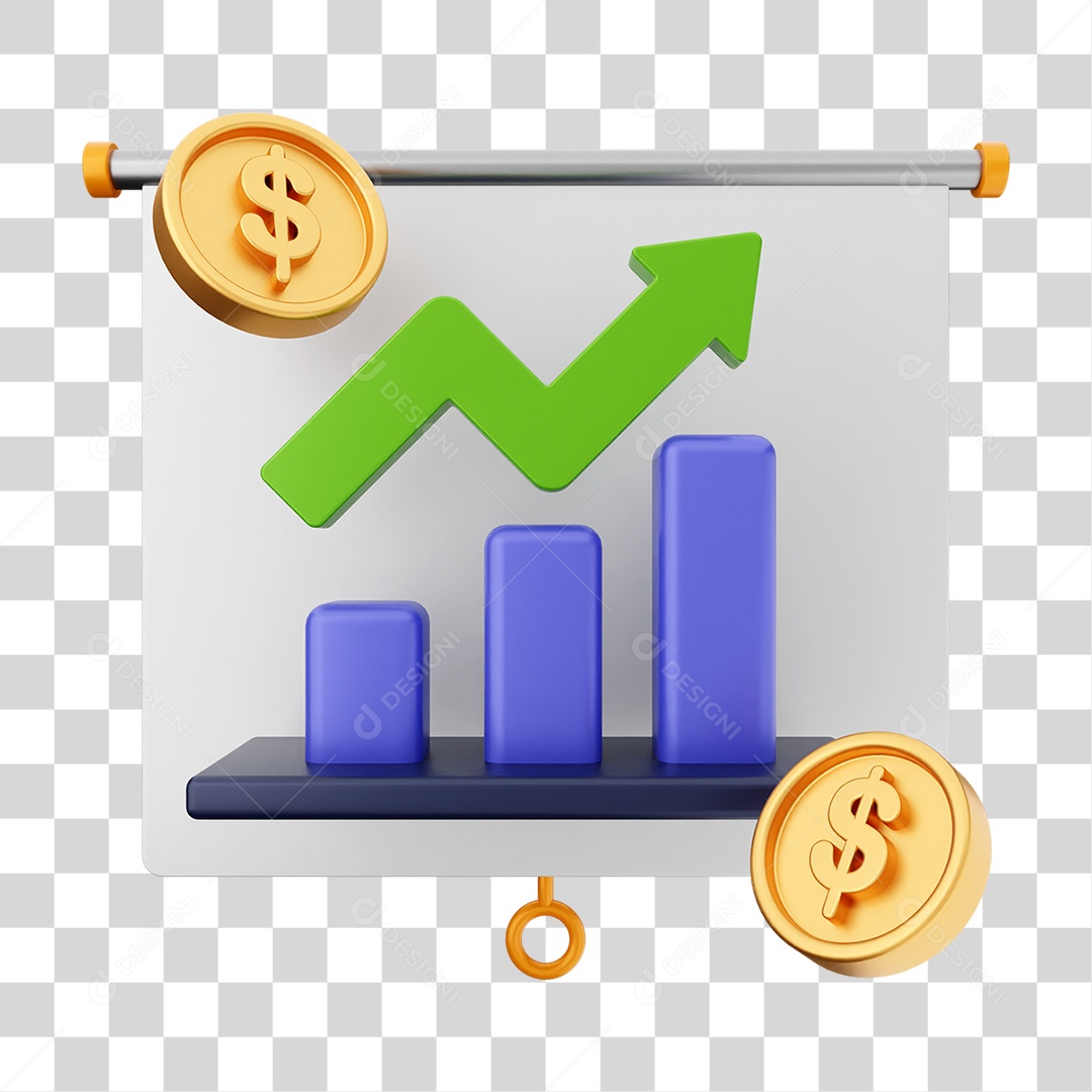 Elemento 3D Símbolos de Negociação Gráficos PNG Transparente