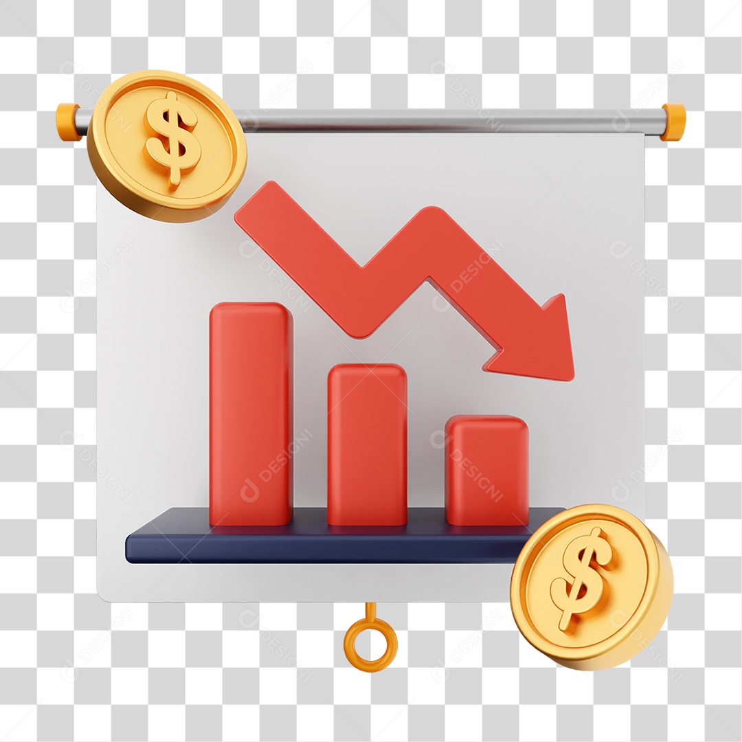 Elemento 3D Símbolos de Negociação Gráficos PNG Transparente