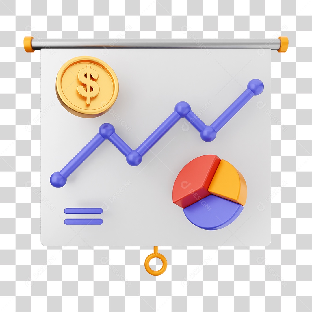 Elemento 3D Símbolos de Negociação Gráficos PNG Transparente