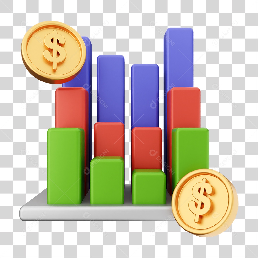 Elemento 3D Símbolos de Negociação Gráficos PNG Transparente