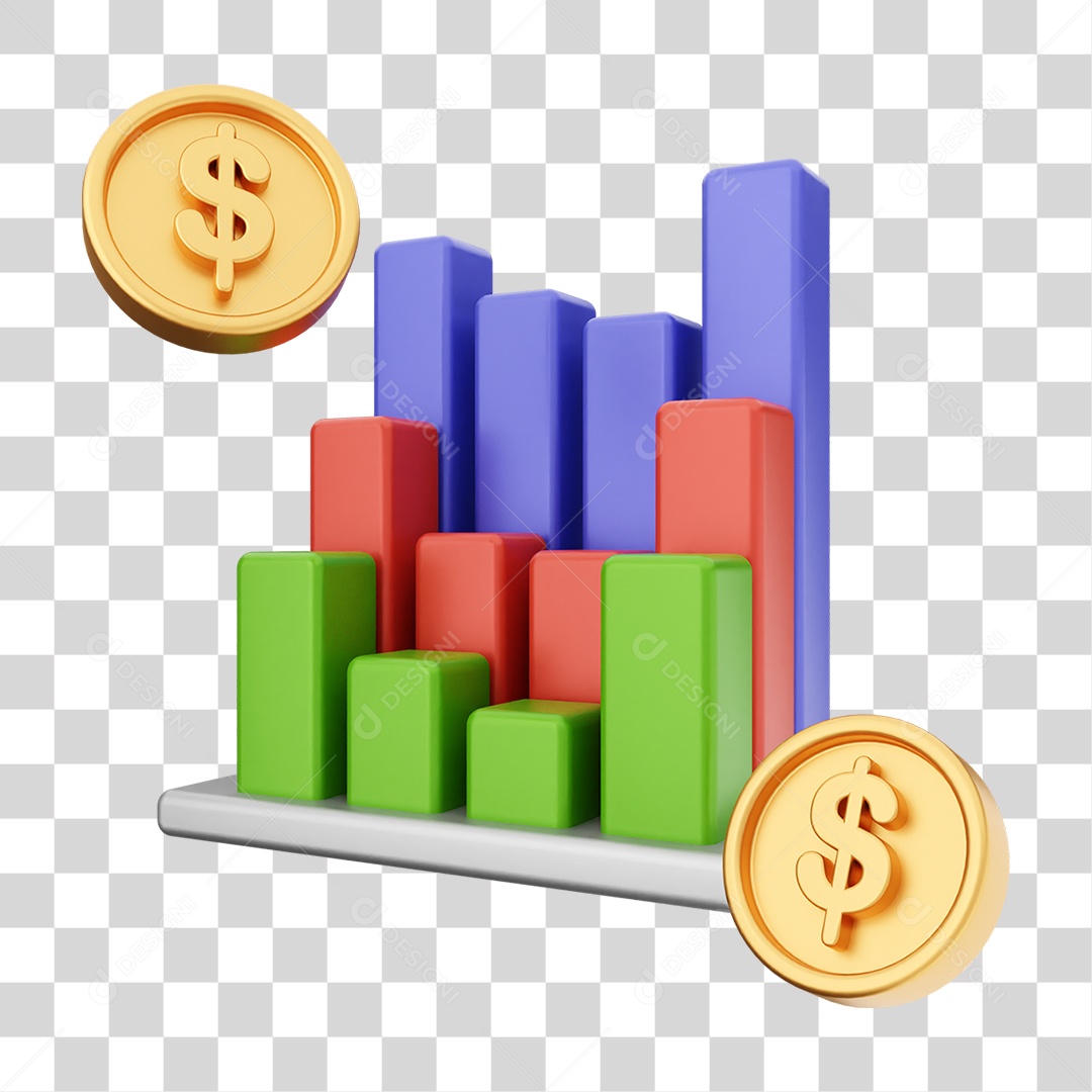 Elemento 3D Símbolos de Negociação Gráficos PNG Transparente