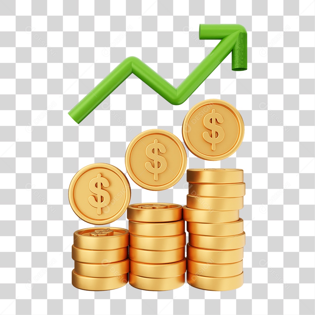 Elemento 3D Símbolos de Negociação Gráficos PNG Transparente