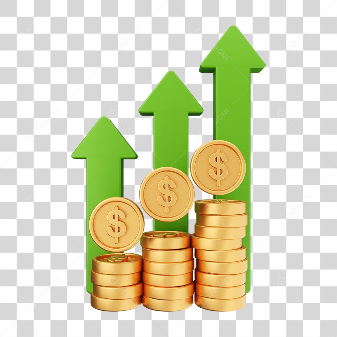 Elemento 3D Símbolos de Negociação Gráficos PNG Transparente