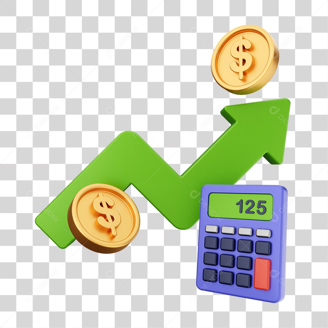 Elemento 3D Símbolos de Negociação Gráficos PNG Transparente
