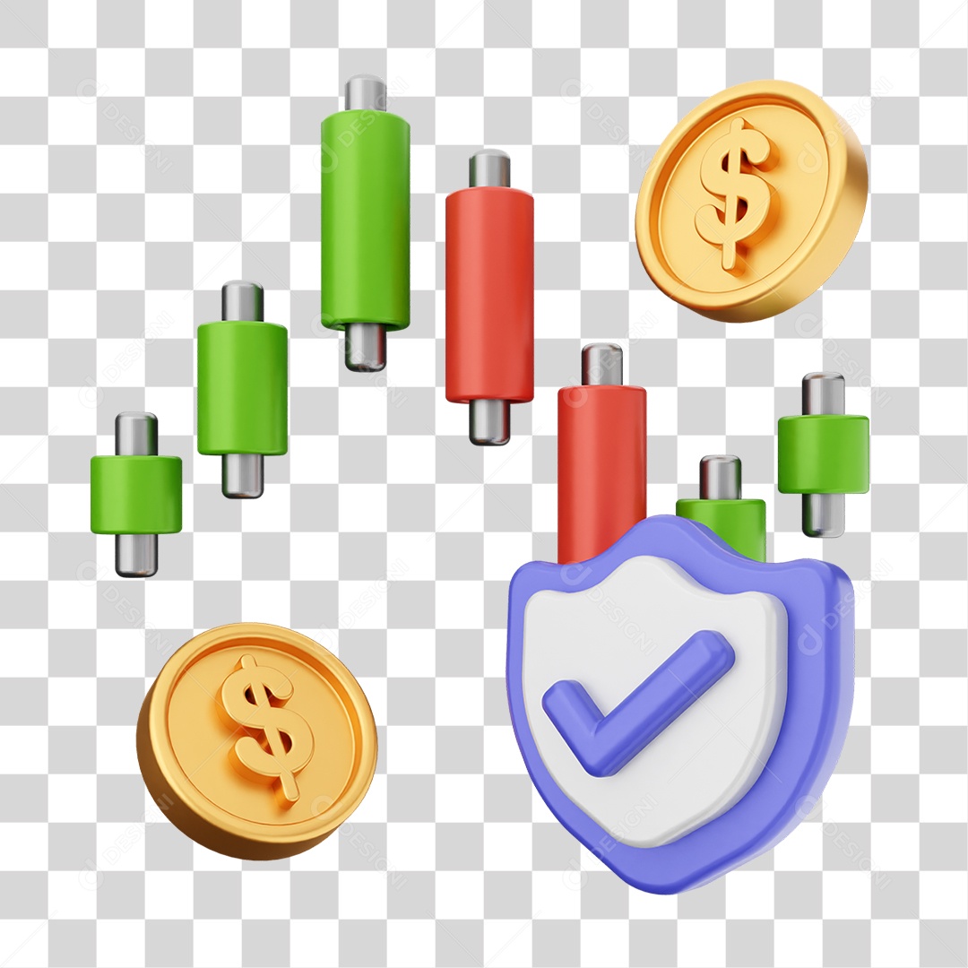 Elemento 3D Símbolos de Negociação Gráficos PNG Transparente