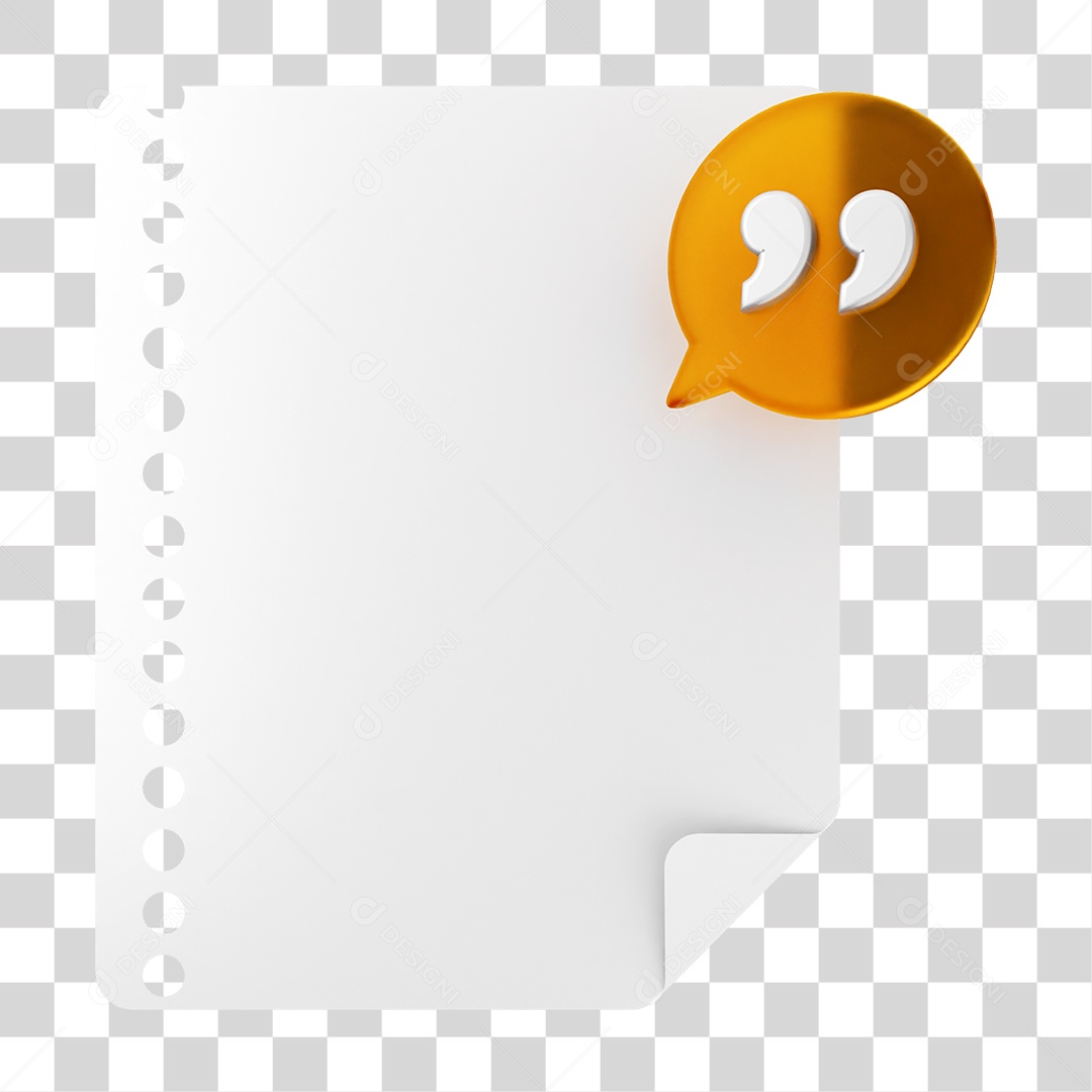 Elemento 3D Caixa de Texto Nota PNG Transparente