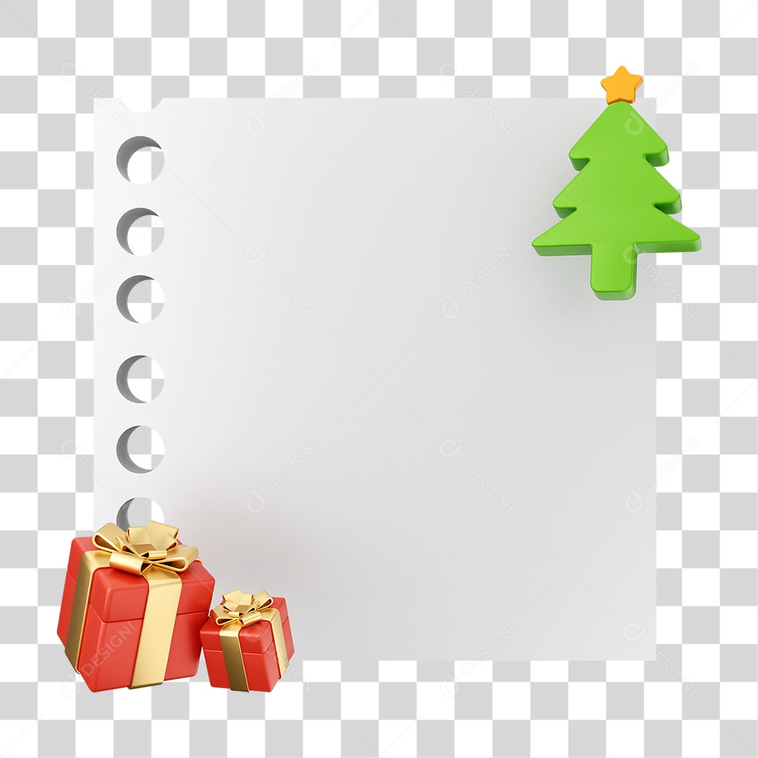 Elemento 3D Caixa de Texto Nota PNG Transparente