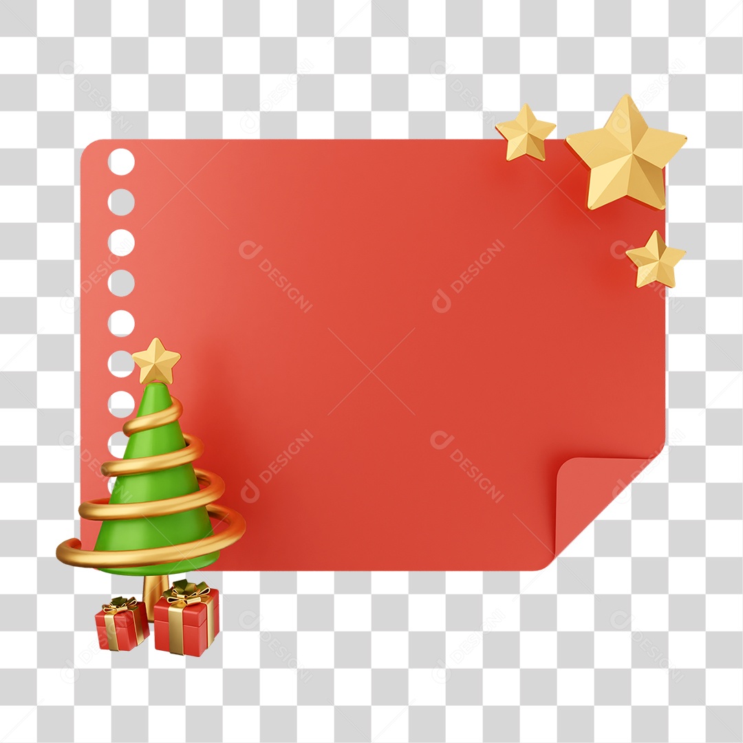 Elemento 3D Caixa de Texto Nota PNG Transparente