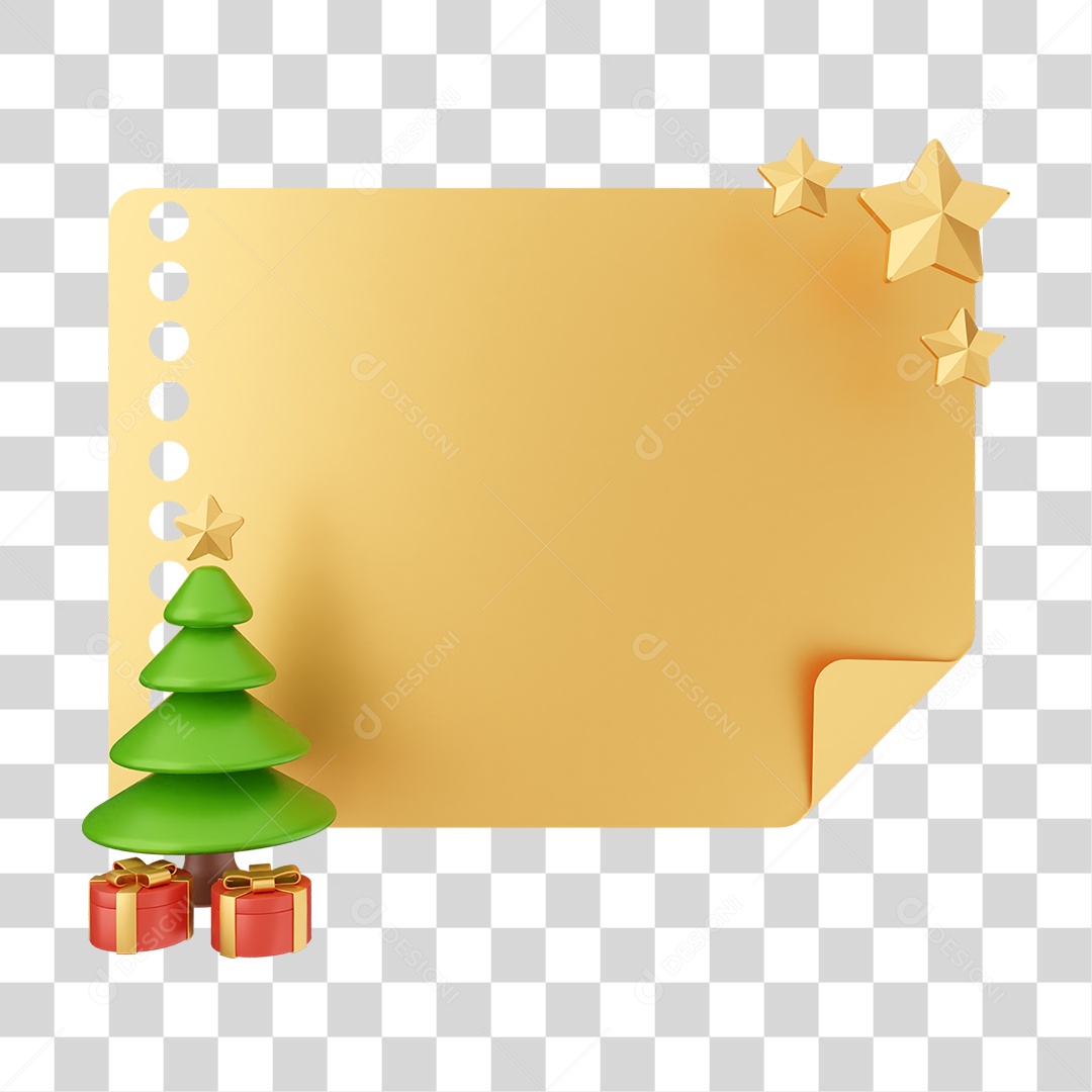 Elemento 3D Caixa de Texto Nota PNG Transparente