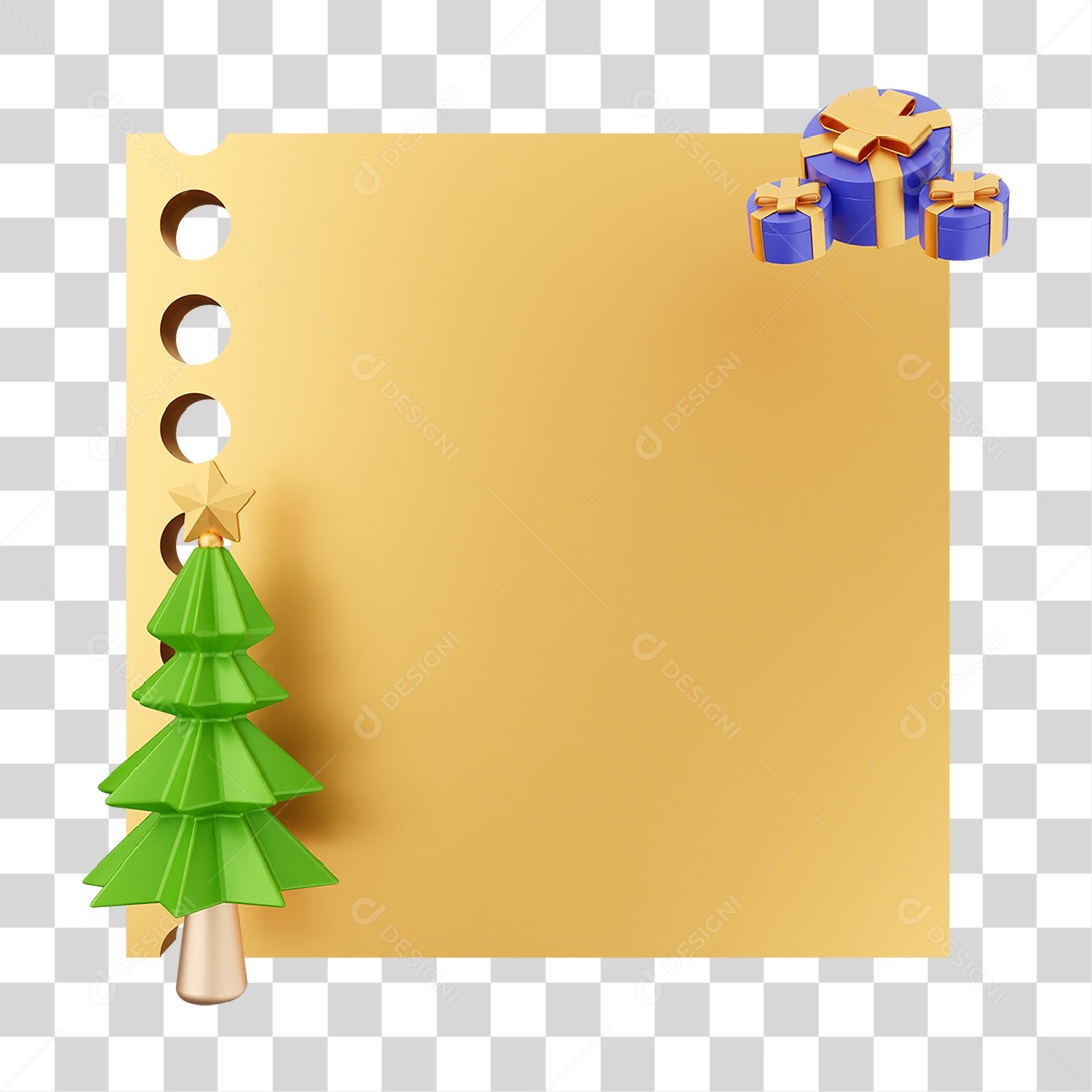 Elemento 3D Caixa de Texto Nota PNG Transparente