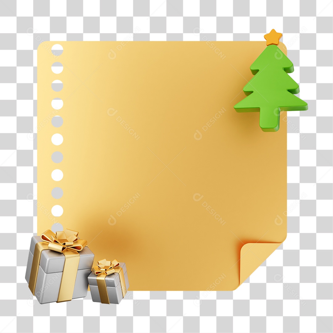 Elemento 3D Caixa de Texto Nota PNG Transparente