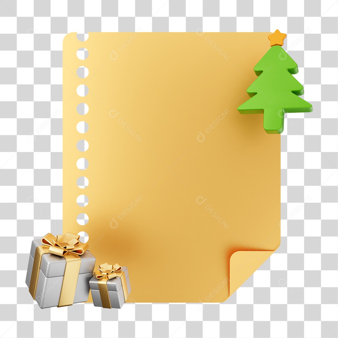 Elemento 3D Caixa de Texto Nota PNG Transparente