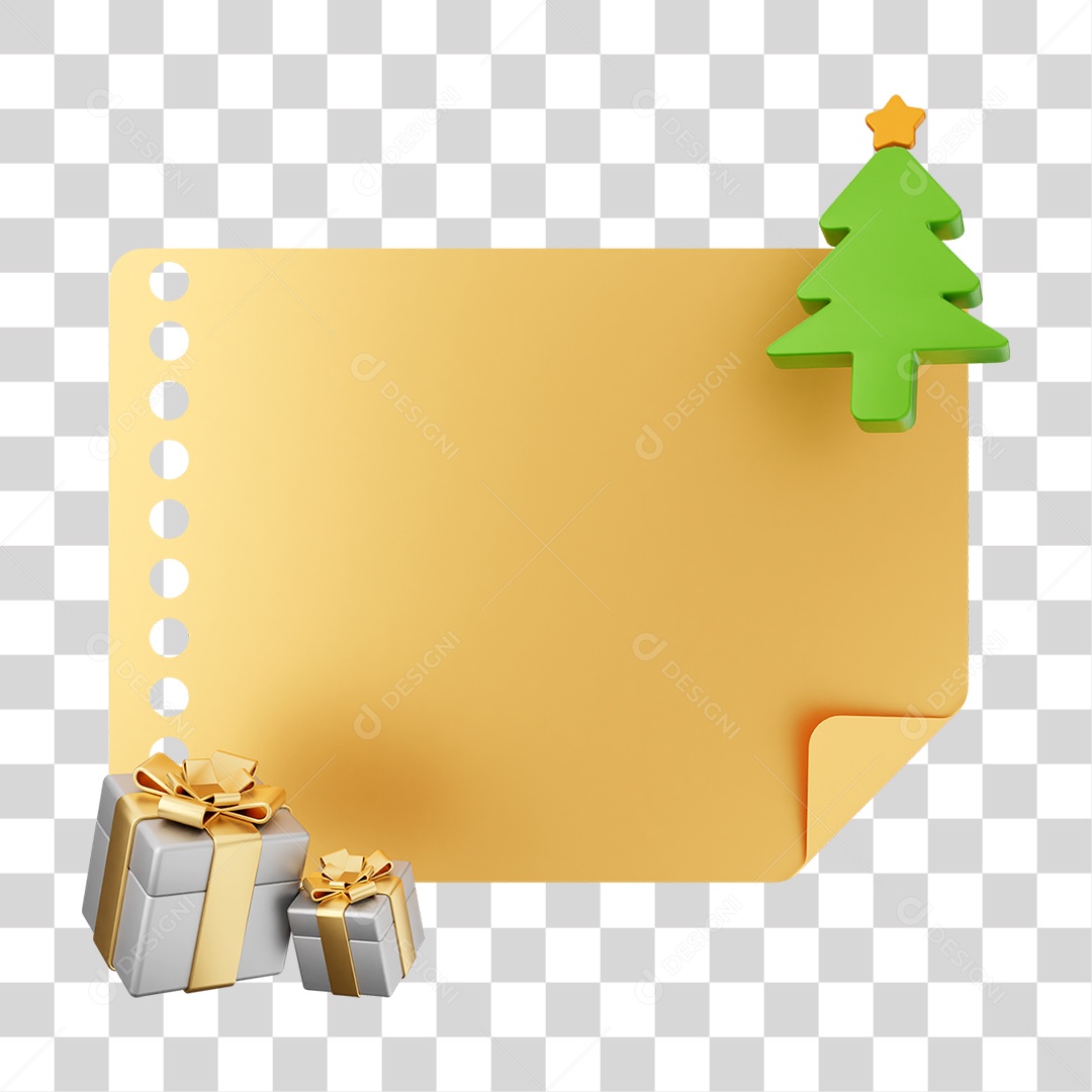 Elemento 3D Caixa de Texto Nota PNG Transparente