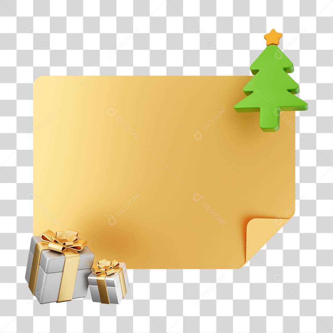 Elemento 3D Caixa de Texto Nota PNG Transparente