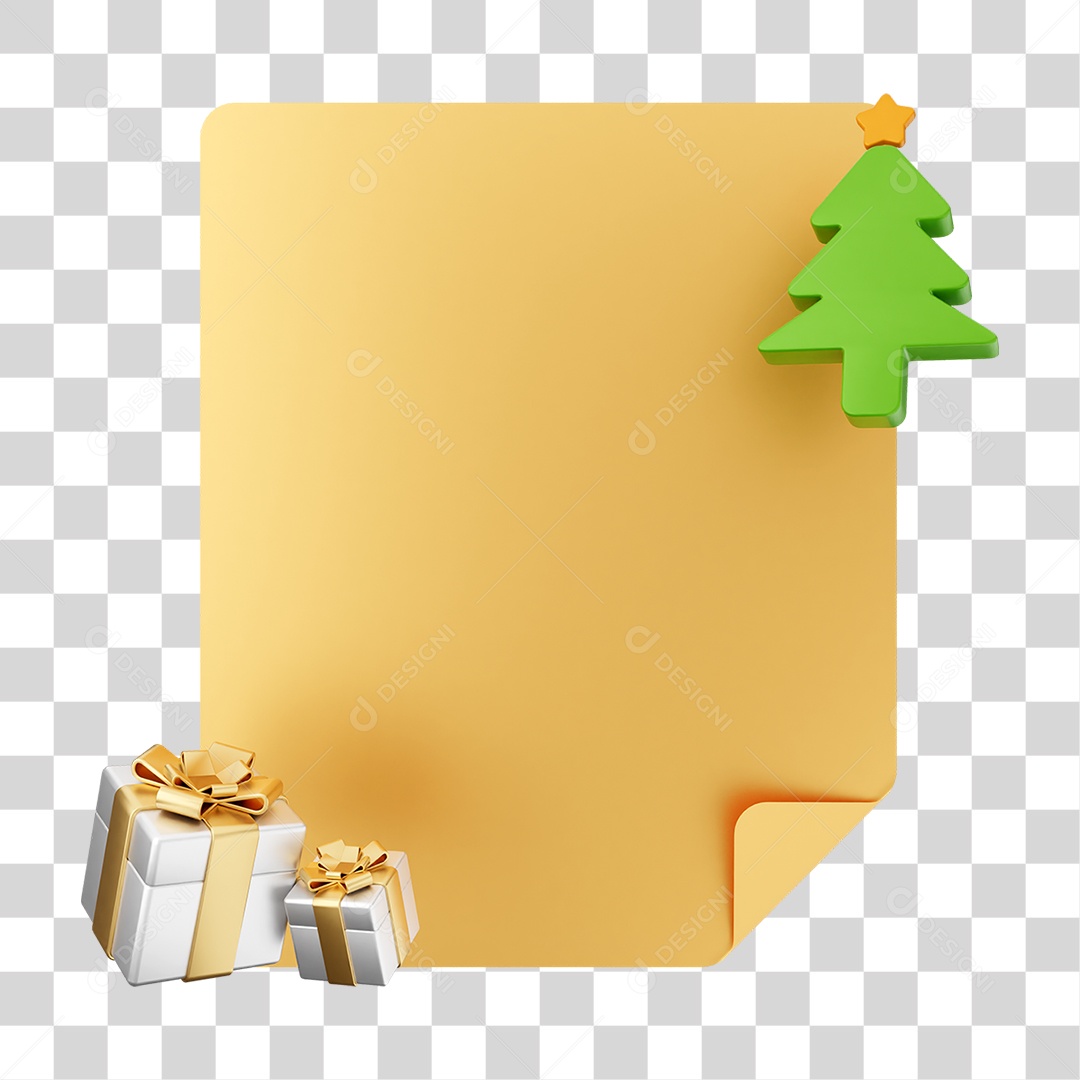 Elemento 3D Caixa de Texto Nota PNG Transparente