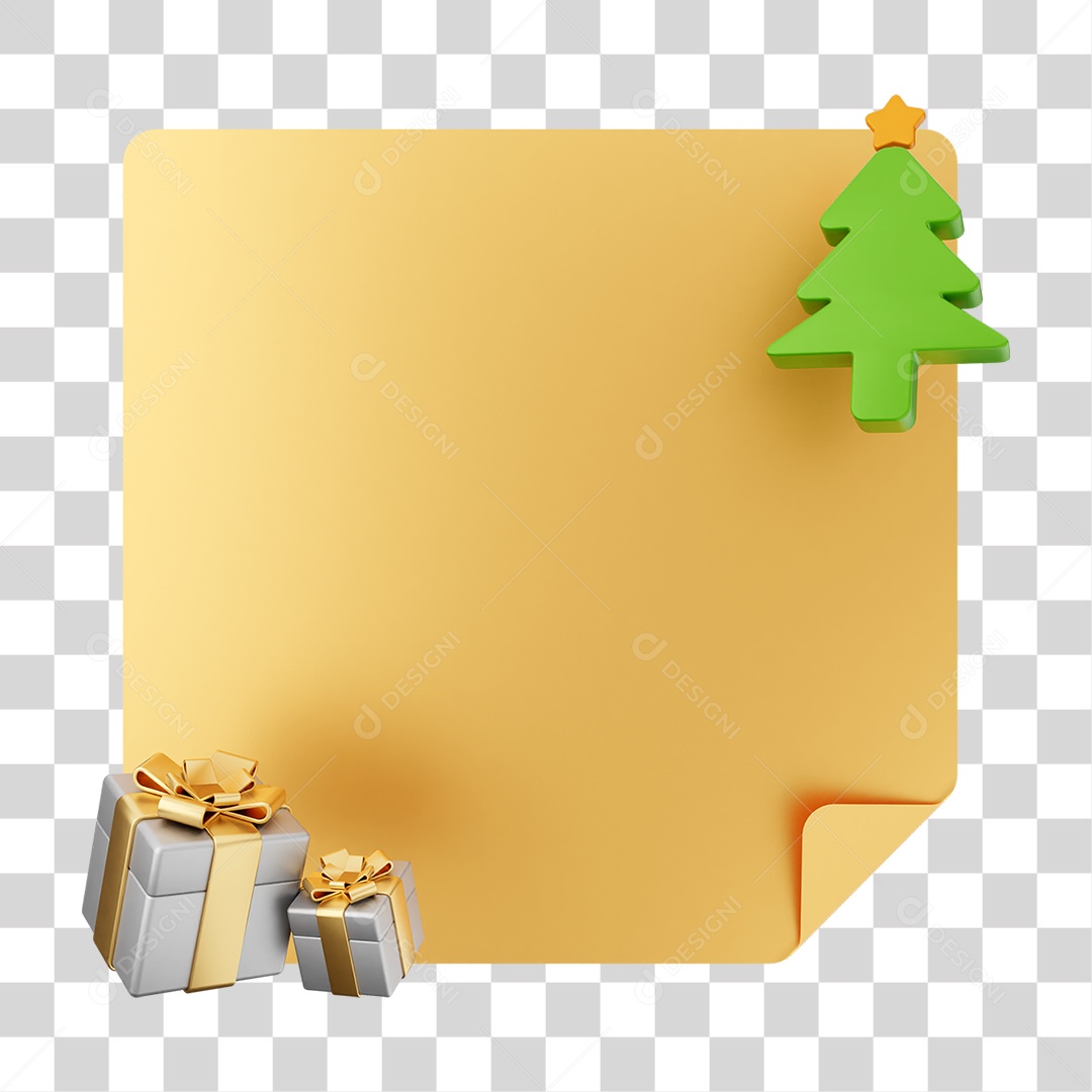 Elemento 3D Caixa de Texto Nota PNG Transparente