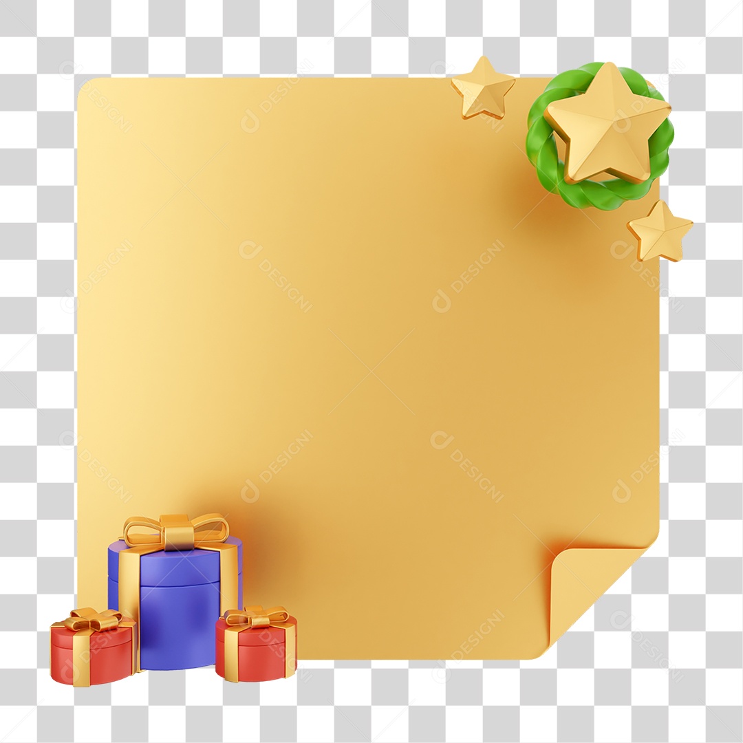 Elemento 3D Caixa de Texto Nota PNG Transparente