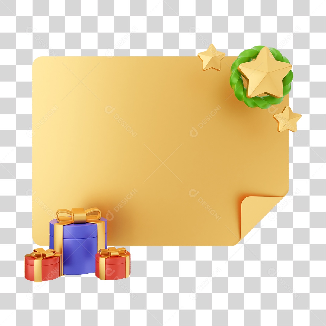 Elemento 3D Caixa de Texto Nota PNG Transparente