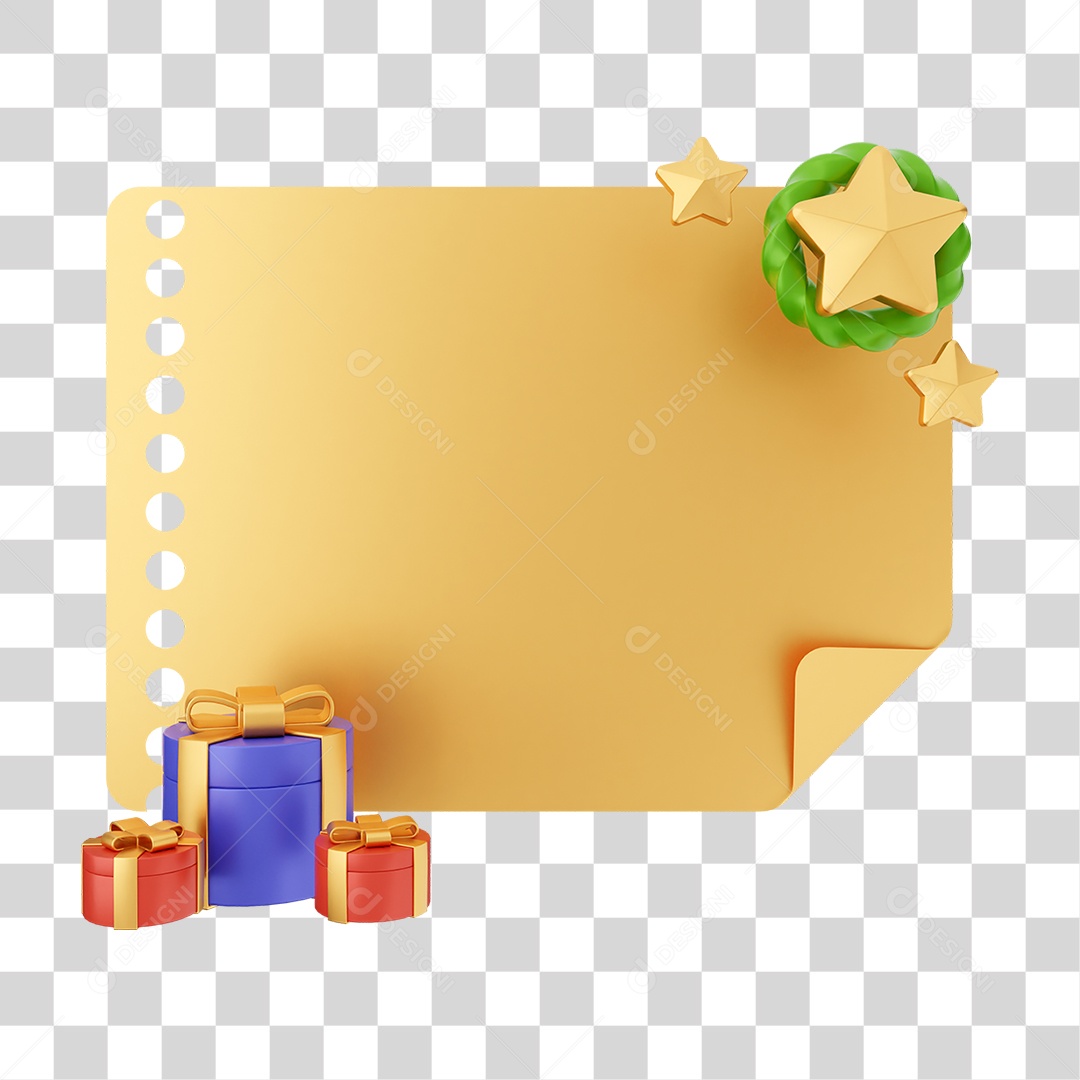 Elemento 3D Caixa de Texto Nota PNG Transparente