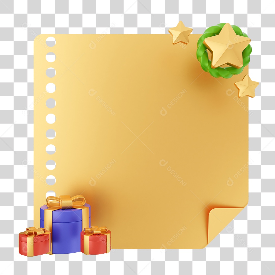 Elemento 3D Caixa de Texto Nota PNG Transparente