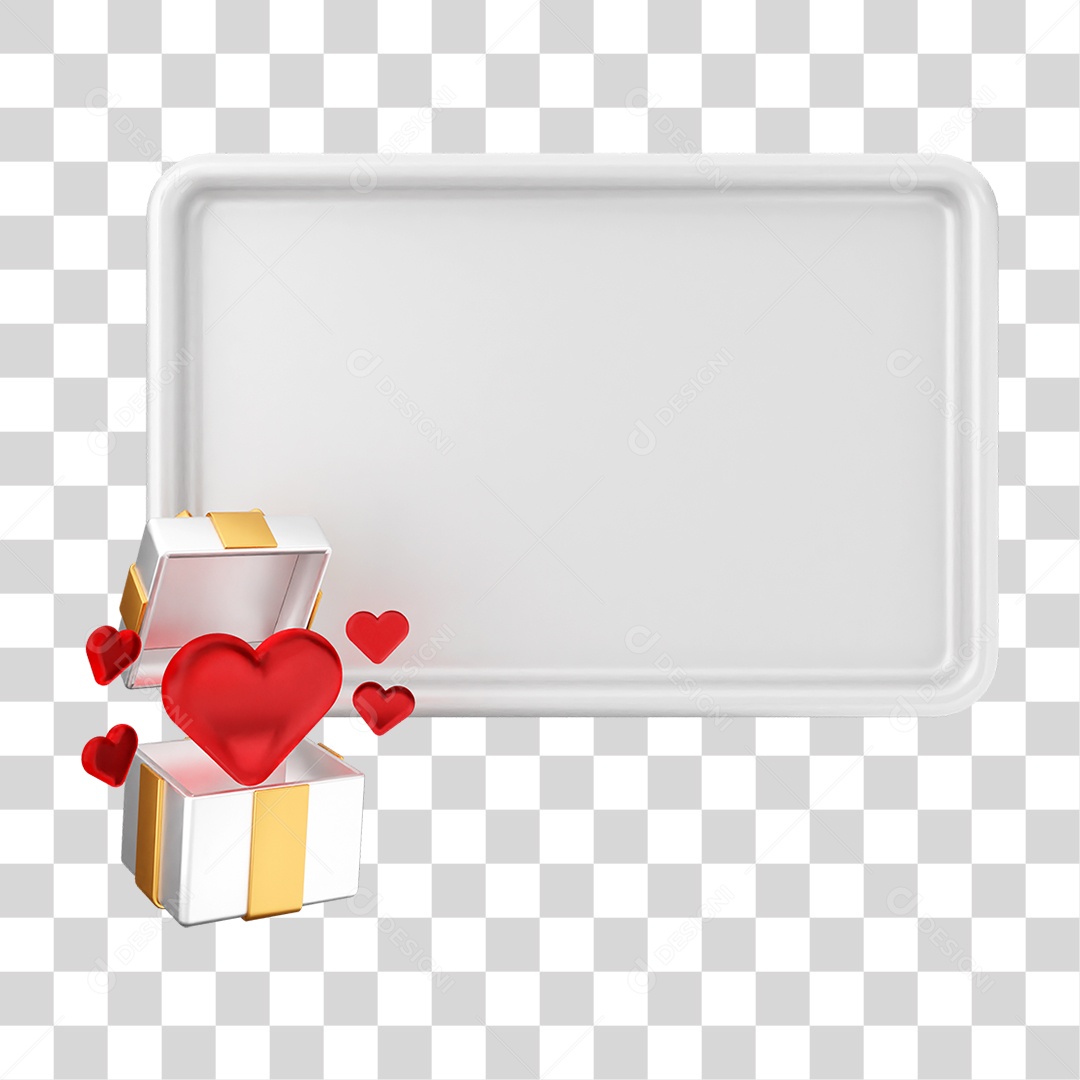 Elemento 3D Caixa de Texto Nota PNG Transparente