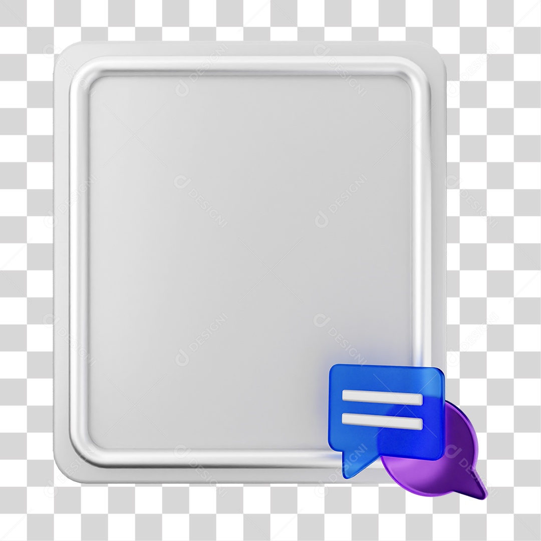 Elemento 3D Caixa de Texto Nota PNG Transparente
