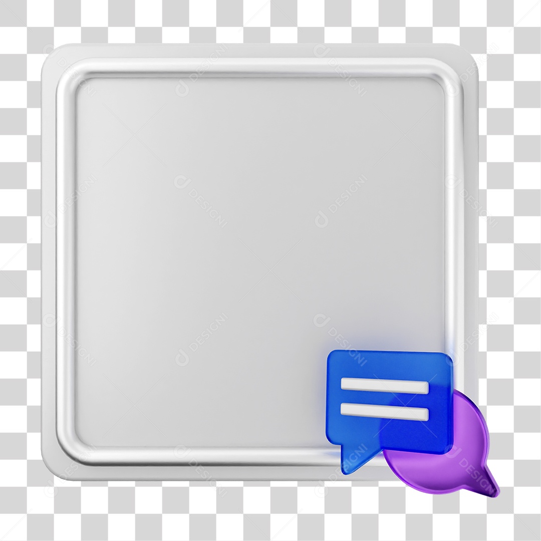 Elemento 3D Caixa de Texto Nota PNG Transparente